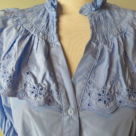ZARA Baby Blue Broderie Ruffle Top Blouse - Picture 7 of 9